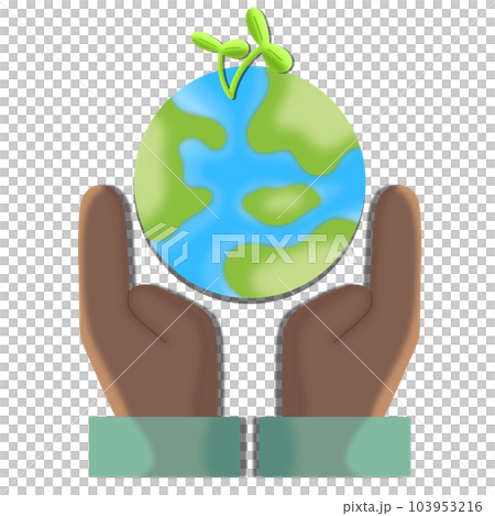 Cute 3D globe and little tree 103953216