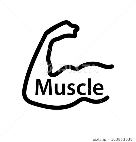 上腕二頭筋とmuscleのロゴ。筋力トレーニング。ベクター。 103953639