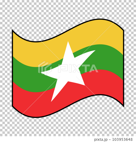 Icon of the Myanmar flag waving in the wind. vector. 103953648