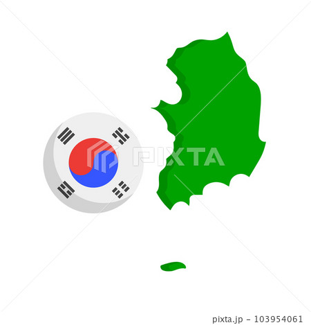 丸い韓国国旗と韓国地図。ベクター。 丸い韓国国旗と韓国地図。ベクター。 103954061