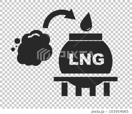 天然ガスからLNGに変化してLNGタンクに入るまでのシルエットアイコン。ベクター。 天然ガスからLNGに変化してLNGタンクに入るまでのシルエットアイコン。ベクター。 103954065