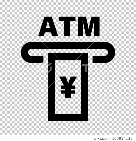 日本円の引き出し。ATMから日本円紙幣の引き出しアイコン。ベクター。 日本円の引き出し。ATMから日本円紙幣の引き出しアイコン。ベクター。 103954139