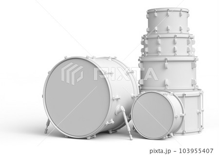 Set of realistic drums or drumset on monochrome background 103955407