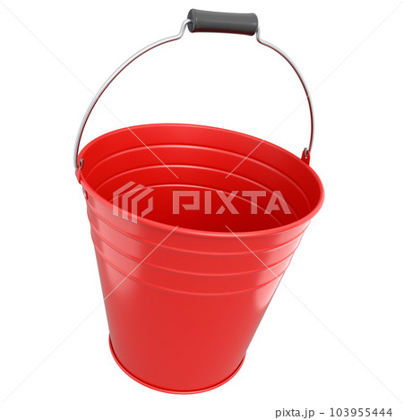 Empty metal garden bucket for hydration of plants isolated on a white background Empty metal garden bucket for hydration of plants isolated on a white background 103955444