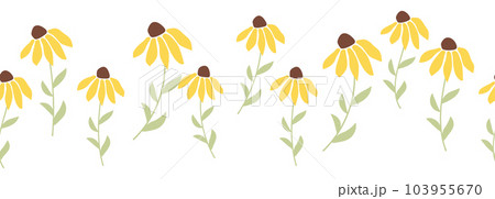 Rudbeckia chamomile horizontal border seamless pattern Rudbeckia chamomile horizontal border seamless pattern 103955670