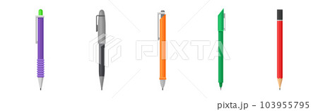Pen and Pencil as Writing Instrument with Ink and Core Vector Set Pen and Pencil as Writing Instrument with Ink and Core Vector Set 103955795