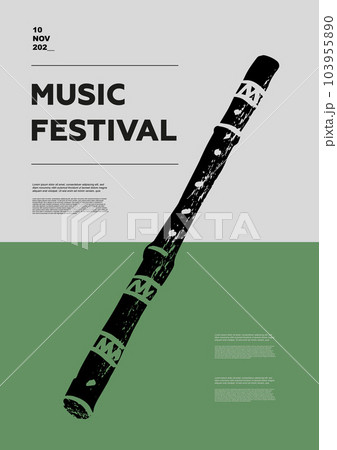 Bansuri. Music festival poster. Wind musical instruments. Competition. A set of vector illustrations. Minimalistic design. Banner, flyer, cover, print. 103955890