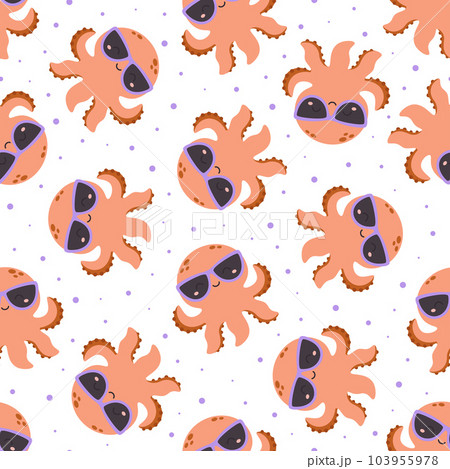 cartoon summer seamless pattern with cute octopus cartoon summer seamless pattern with cute octopus 103955978