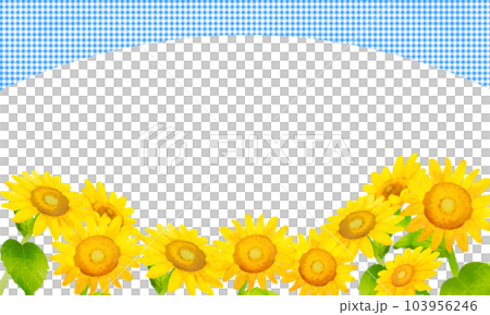 水彩向日葵格子檢查框架 103956246