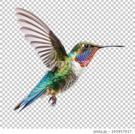 Blue vivid Broad Billed Hummingbird isolated....のイラスト素材 [103957017] - PIXTA