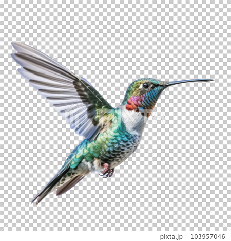 Blue vivid Broad Billed Hummingbird isolated....のイラスト素材 [103957046] - PIXTA