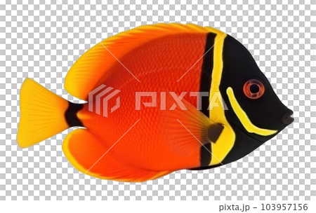 Red sea clown tang fish isolated on white. Illustration AI Generative Red sea clown tang fish isolated on white. Illustration AI Generative 103957156