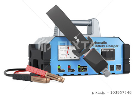 Battery charger with safety belt, 3D rendering 103957546