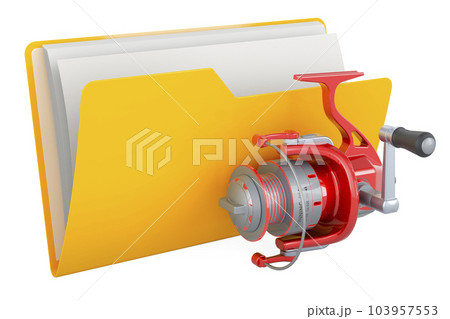 Computer folder icon with spinning reel, 3D rendering Computer folder icon with spinning reel, 3D rendering 103957553