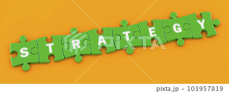 Strategy concept from green puzzles, 3D rendering 103957819