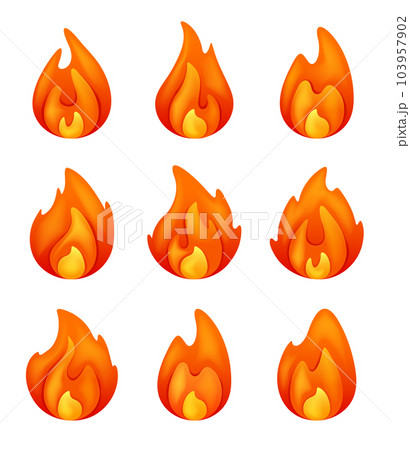 3d fire flame collection isolated on white background. 3d cartoon vector illustration EPS10 103957902