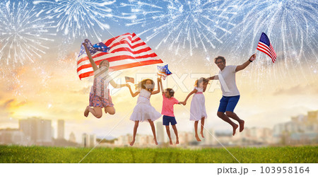 American family on Independence Day. 4th of July. 103958164