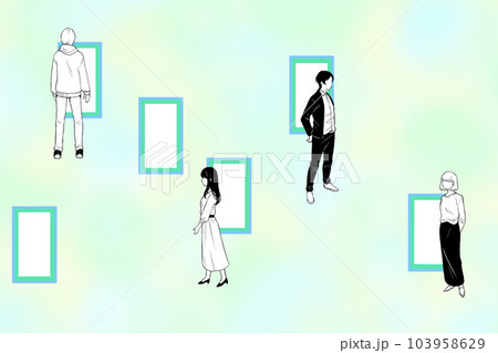 人間関係の悩み　惹かれ合う　浮気　不倫　ダブル不倫　イラスト　個人　男女関係　恋人同士　友達 103958629