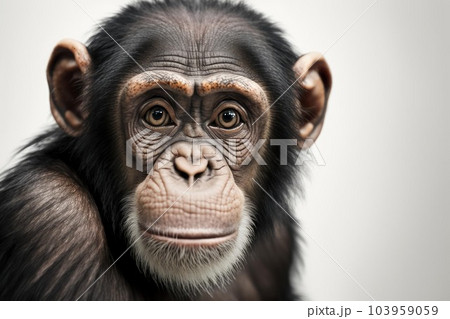 Close up of Chimpanzee with white backgroundのイラスト素材