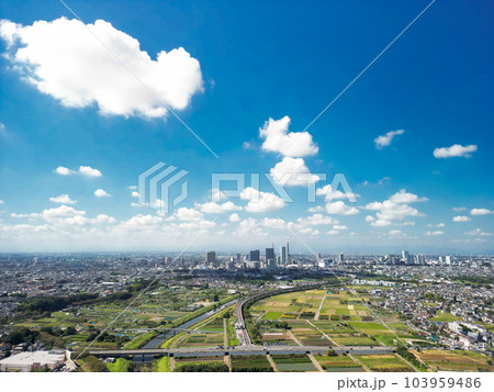 空撮「埼玉県」ドローンで見沼田んぼを撮影 103959486