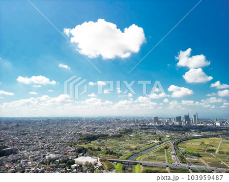 空撮「埼玉県」ドローンで見沼田んぼを撮影 103959487
