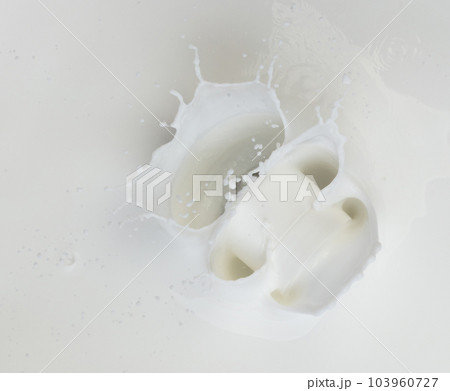 Cosmetic container white lotion droplet fly splashing. Milk lotion pour float to cosmetic bottle. Moisturizer lotion explosion spill. White background isolated high speed shutter freeze top view Cosmetic container white lotion droplet fly splashing. Milk lotion pour float to cosmetic bottle. Moisturizer lotion explosion spill. White background isolated high speed shutter freeze top view 103960727