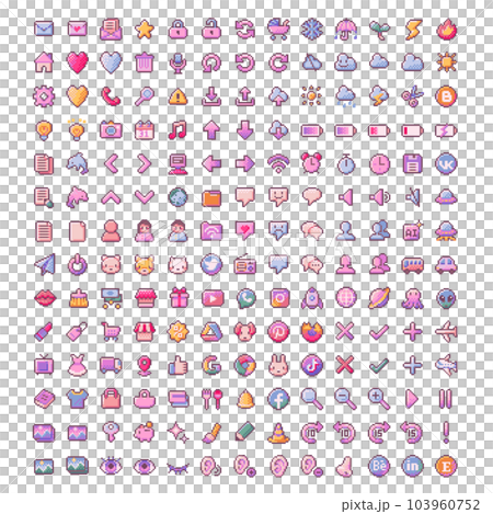 182個の懐かしい可愛いドット絵アイコンセット 103960752