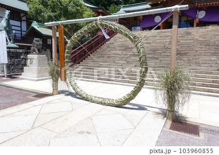 大祓の風習神事　茅の輪くぐり 103960855