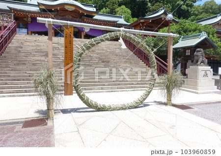 大祓の風習神事　茅の輪くぐり 103960859