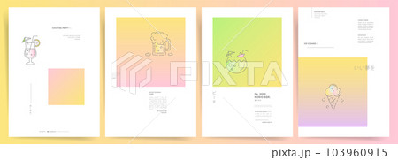 Summer Gradient Poster and Cover Templates - Minimalistic Fresh Design with Illustrations of Cocktail, Ice Cream, Beer, Tropical Vacation, Perfect for Promotion, Events, and Catalogs Summer Gradient Poster and Cover Templates - Minimalistic Fresh Design with Illustrations of Cocktail, Ice Cream, Beer, Tropical Vacation, Perfect for Promotion, Events, and Catalogs 103960915