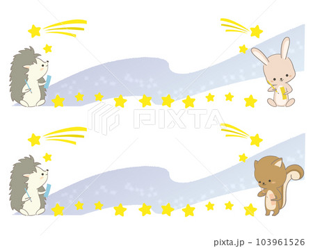 短冊をもつ動物のラインイラスト 103961526