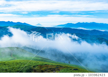 信州ビーナスライン・三峰山山頂の景色（八ヶ岳・富士山・南アルプスを望む） 103962423