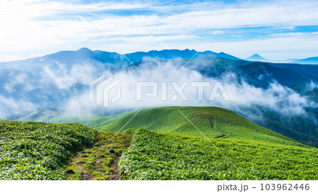 信州ビーナスライン・三峰山山頂の景色(八ヶ岳・富士山を望む) 信州ビーナスライン・三峰山山頂の景色(八ヶ岳・富士山を望む) 103962446