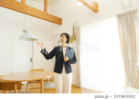物件紹介をする女性 103963002