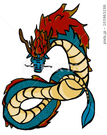 干支、十二支の辰のイラスト。ドラゴンや龍のイラスト。のイラスト素材