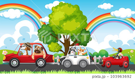 Animals driving different cars Animals driving different cars 103963692
