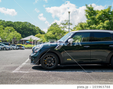 公園の駐車場に停まるMINI 103963788