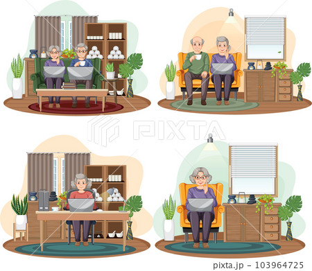 Senior People Using Laptop Set 103964725