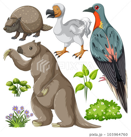Set of various extinct animals 103964760