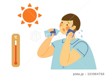 猛暑の日に水分補給するカッターシャツの男性 103964788