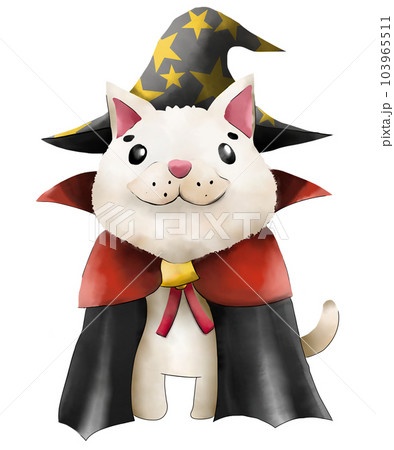 Halloween cute cartoon witch cat character illustation watercolor style png Halloween cute cartoon witch cat character illustation watercolor style png 103965511