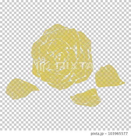 Rose flower and petals (single item) / gold leaf stamp 103965577