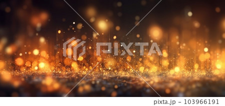 Orange bokeh glow particle abstract background. Light blurred of rainbow light glitter. Glow texture background. Generative AI 103966191