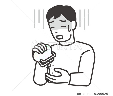 お金がなくて困っている男性のベクターイラスト素材／財布／金欠 103966261