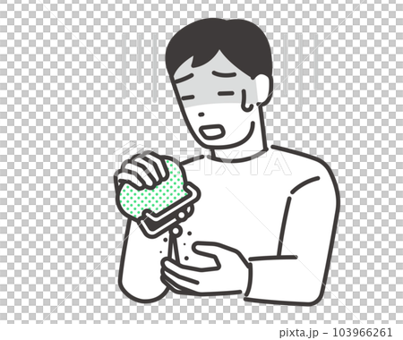 お金がなくて困っている男性のベクターイラスト素材／財布／金欠 103966261