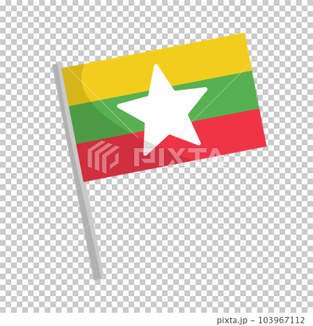 Myanmar flag icon with pole. vector. Myanmar flag icon with pole. vector. 103967112