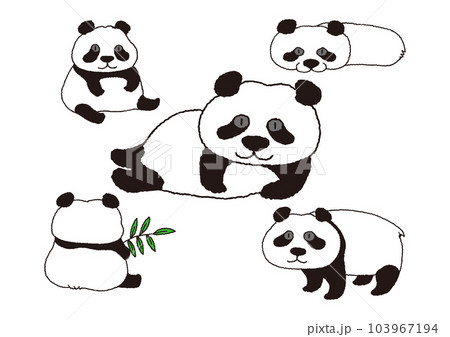 かわいくて面白いパンダの手描きイラスト かわいくて面白いパンダの手描きイラスト 103967194