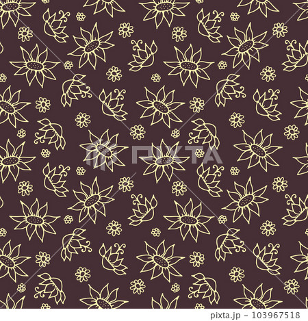 Retro seamless pattern with flowers 103967518