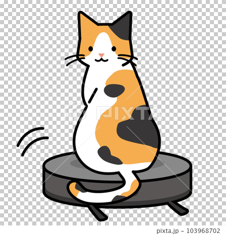 貓咪騎著掃地機器人插畫 貓咪騎著掃地機器人插畫 103968702