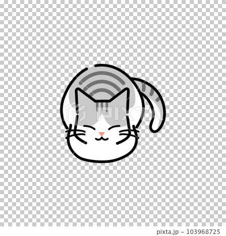 一隻貓坐在貓麵包上的插圖 103968725